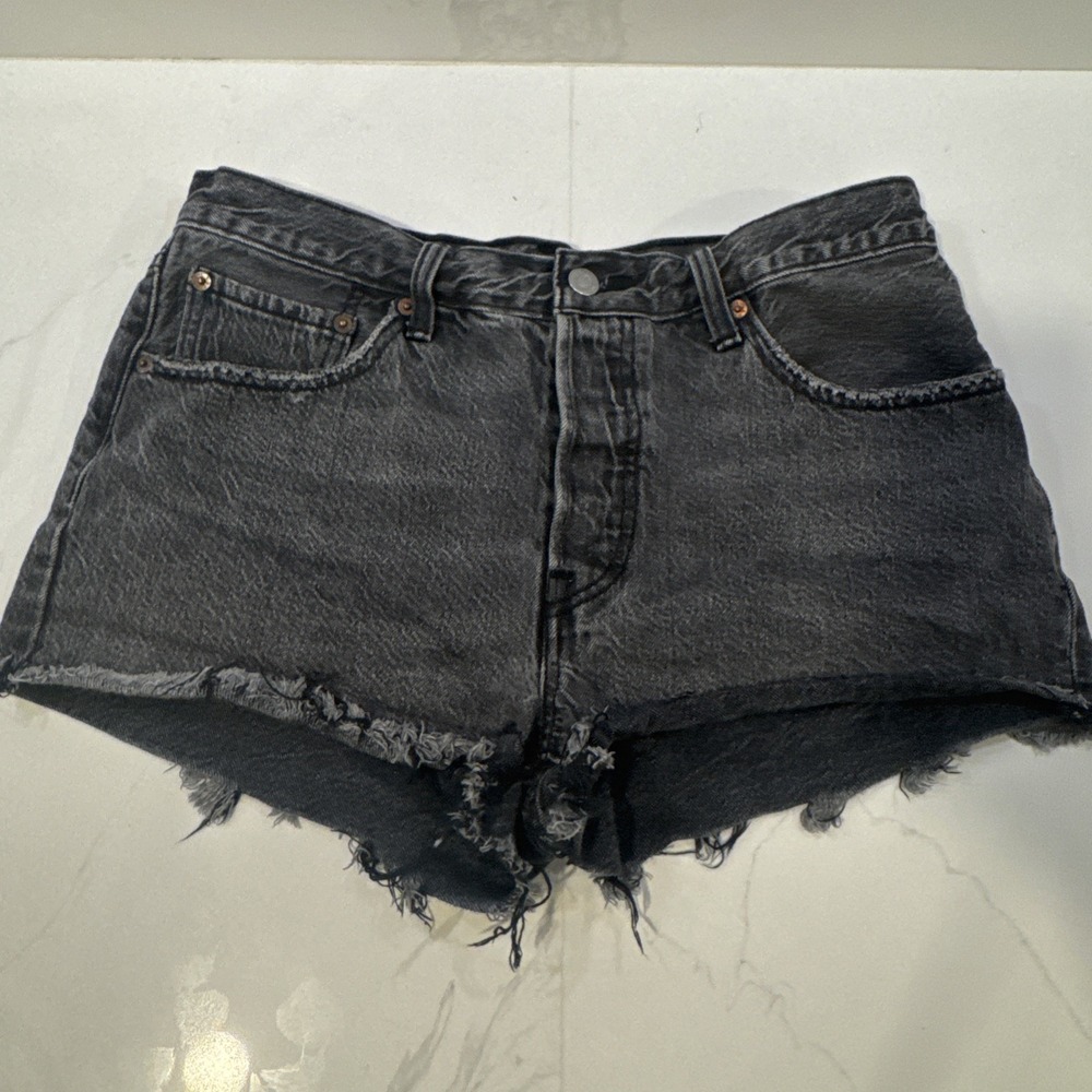 Levi Strauss & Co Jean Shorts Black Denim 501 W31 Button Up